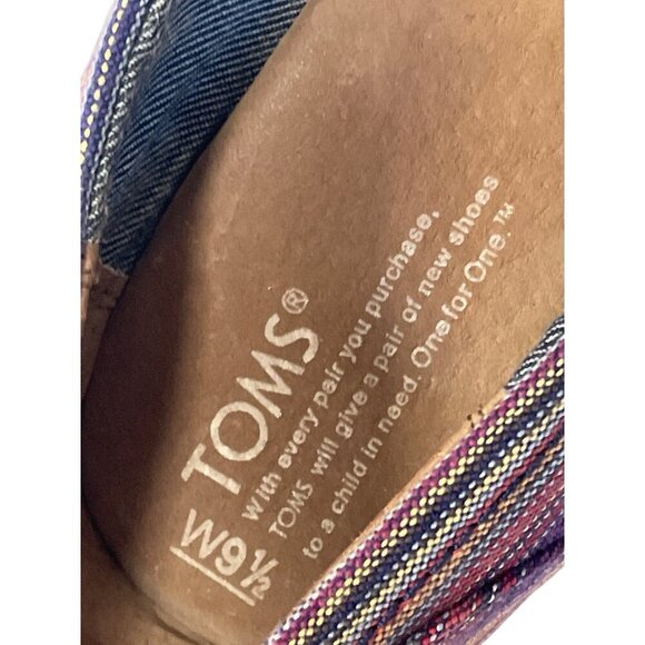 Toms Espadrille Wedge Heel Open Toe Sandals Size 9.5 Striped - Picture 4 of 8